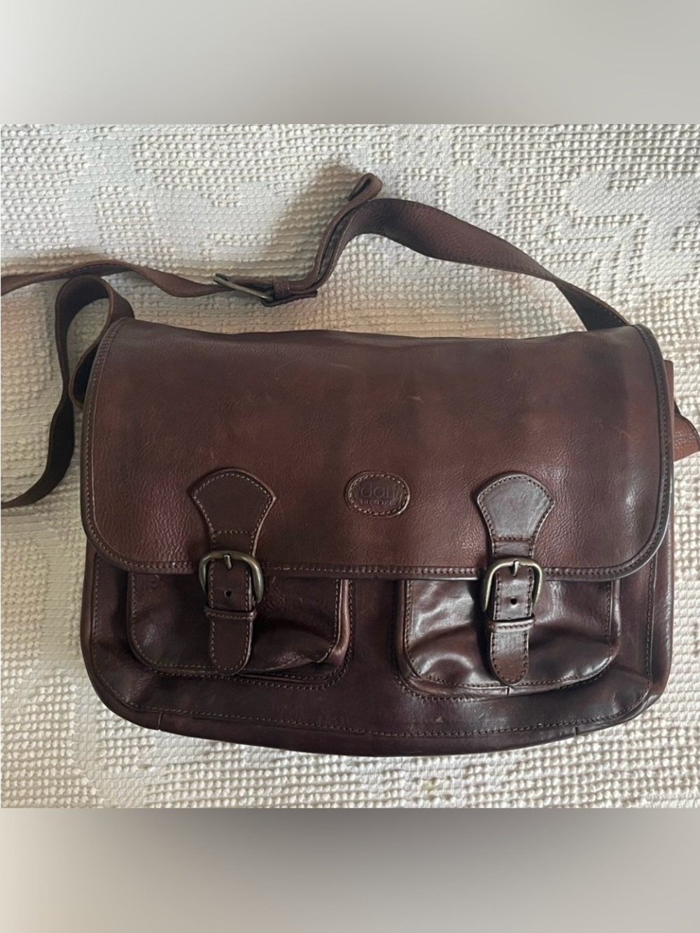 Vintage ITALIAN leather briefcase messenger bag crossbody unisex by DORF